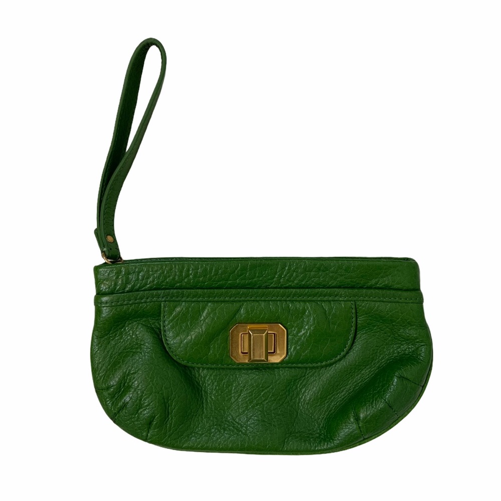 Juicy Couture Green Leather Wristlet Clutch Small